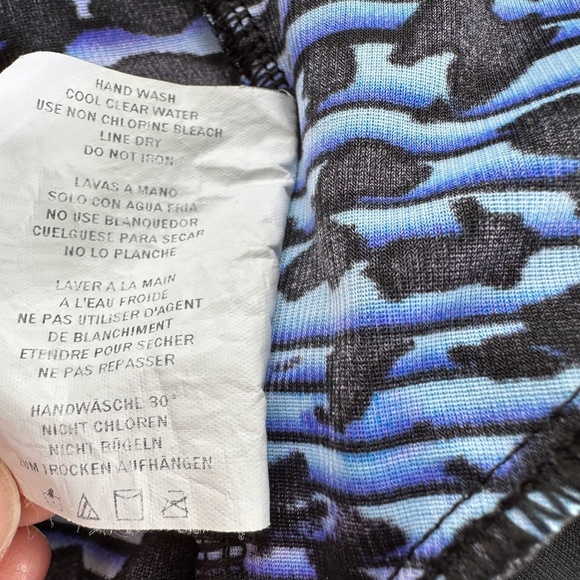 Miraclesuit One Piece Swimsuit Blue Black Print Cross Front Size M? - Picture 13 of 13